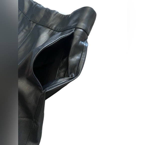 Chico’s Women’s Black Faux Leather Cutout Ankle Crop Trouser Pants - Picture 8 of 14